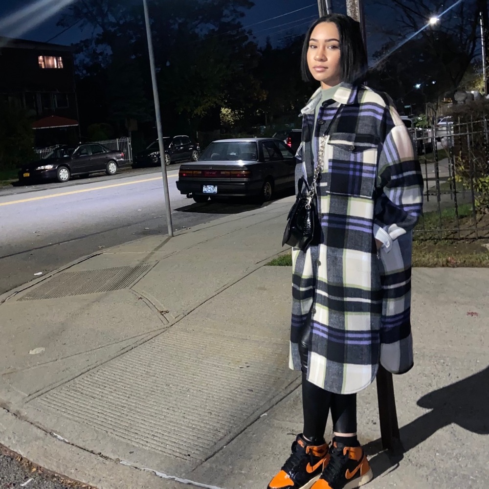 Plaid over shirt jacket